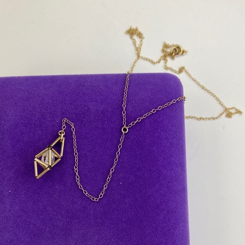 💛 Elegant 14k Gold Filled Geometric Crystal Pendant Necklace